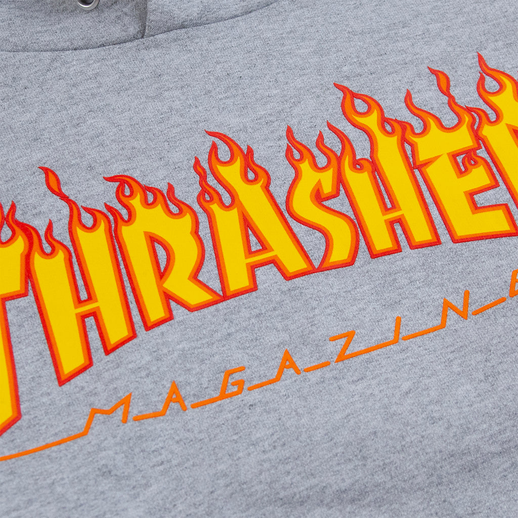 Thrasher Flame Logo Hoodie in Heather Grey - Print