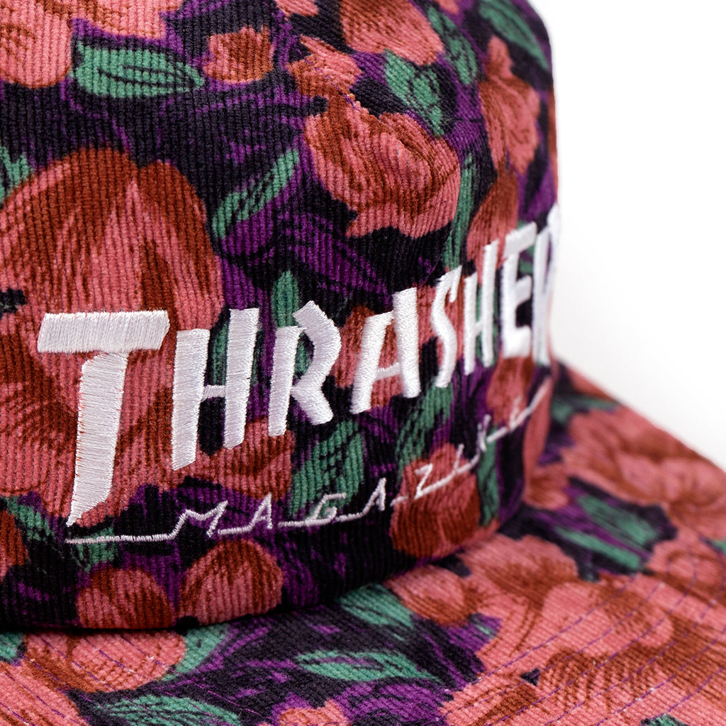 Thrasher Mag Logo Snapback Cap in Pink Floral - Embroidery