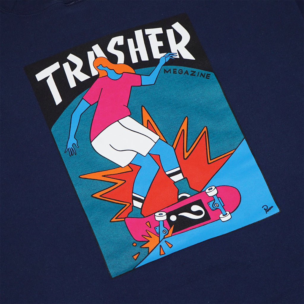 Thrasher Trasher Hurricane Crew Sweatshirt - Navy - closeup2