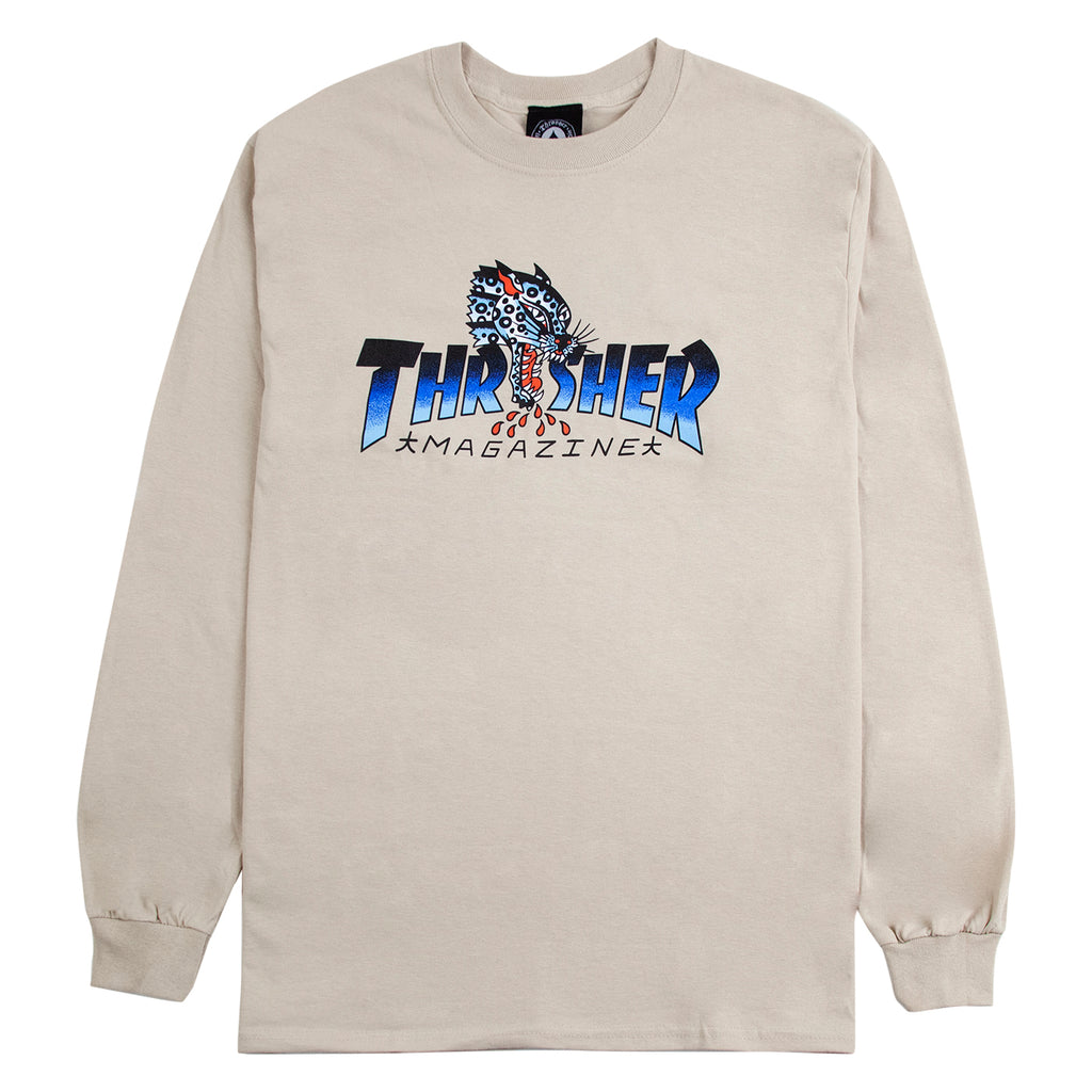 Thrasher L/S Leopard Mag T Shirt in Sand