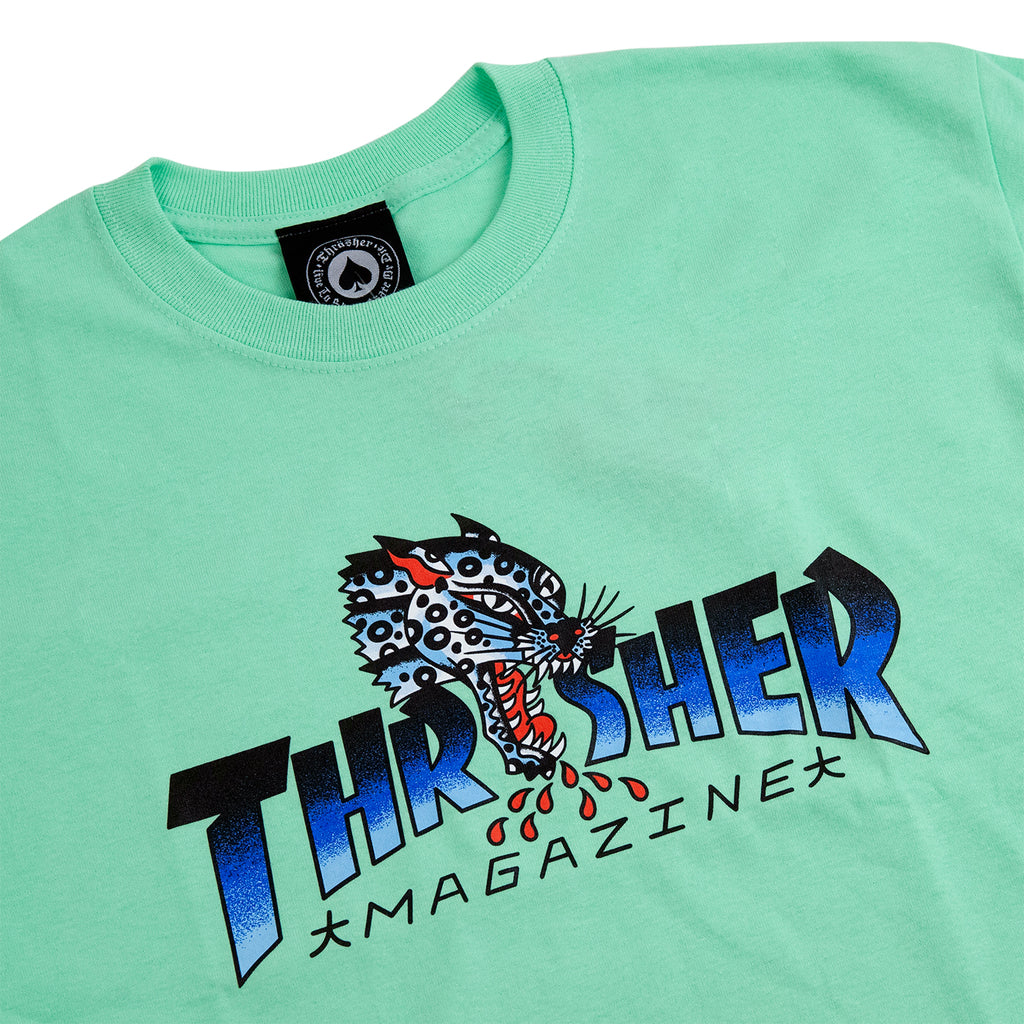 Thrasher Leopard Mag T Shirt in Mint - Detail