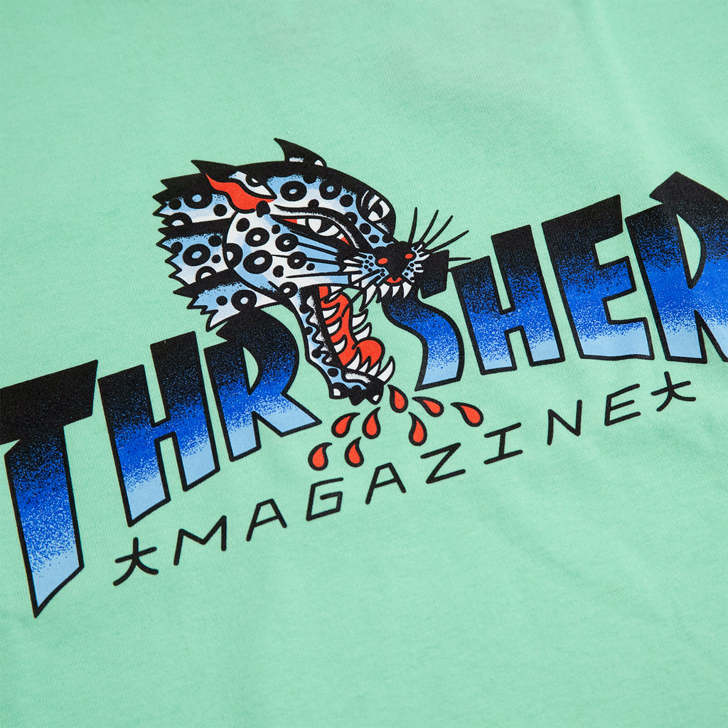 Thrasher Leopard Mag T Shirt in Mint - Print