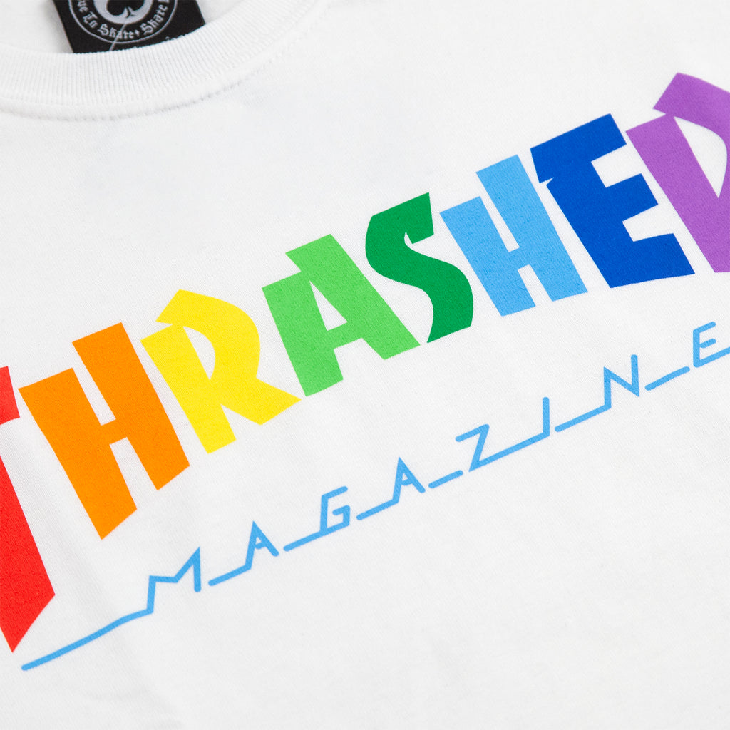 Thrasher Rainbow Mag T Shirt in White - Print