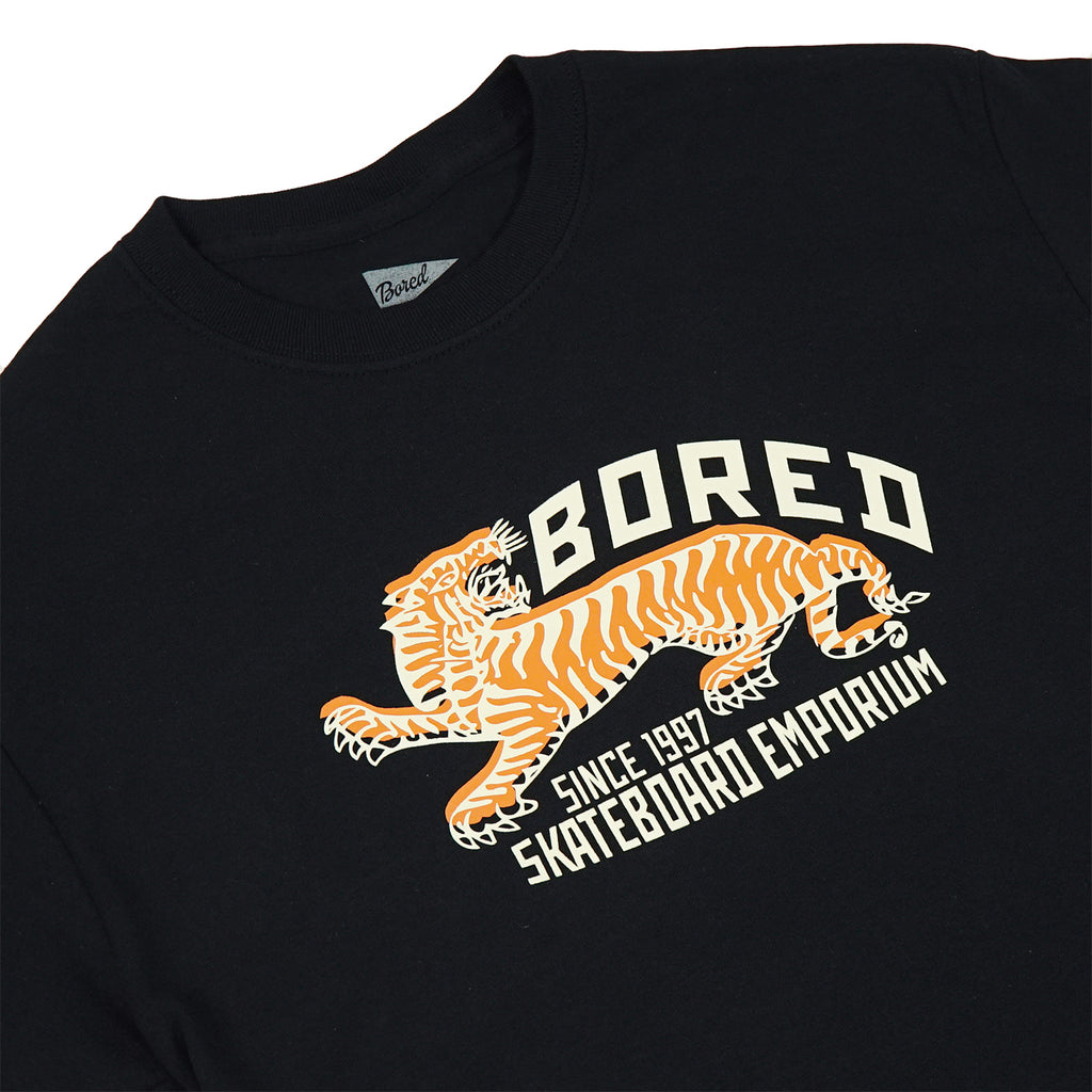 Bored of Southsea L/S Tiger Emporium T Shirt in Black / Orange - Detail