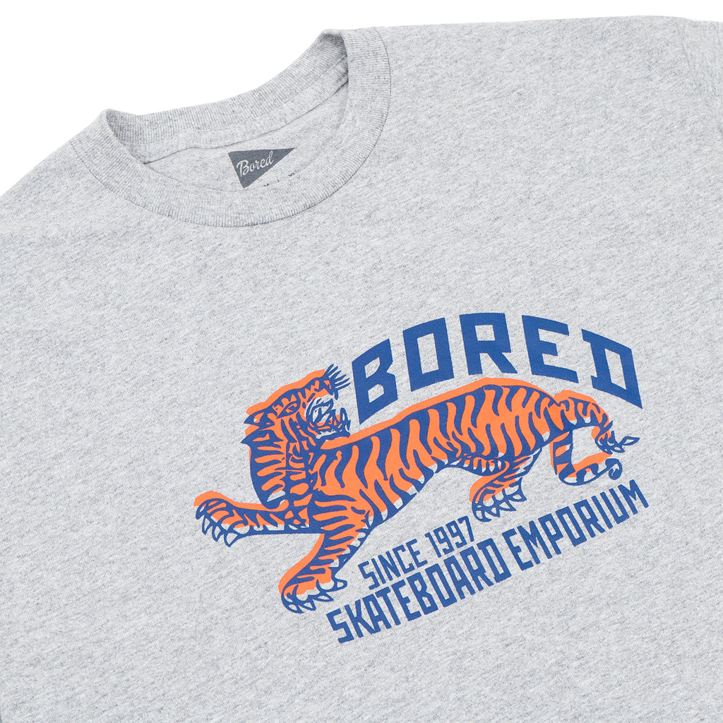 Bored of Southsea Tiger Emporium T Shirt - Heather Grey - front