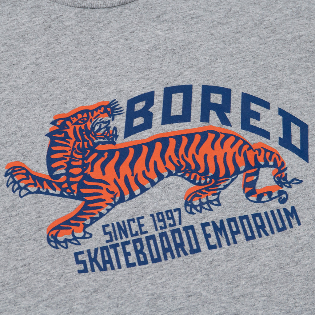 Bored of Southsea Tiger Emporium T Shirt - Heather Grey - closeup