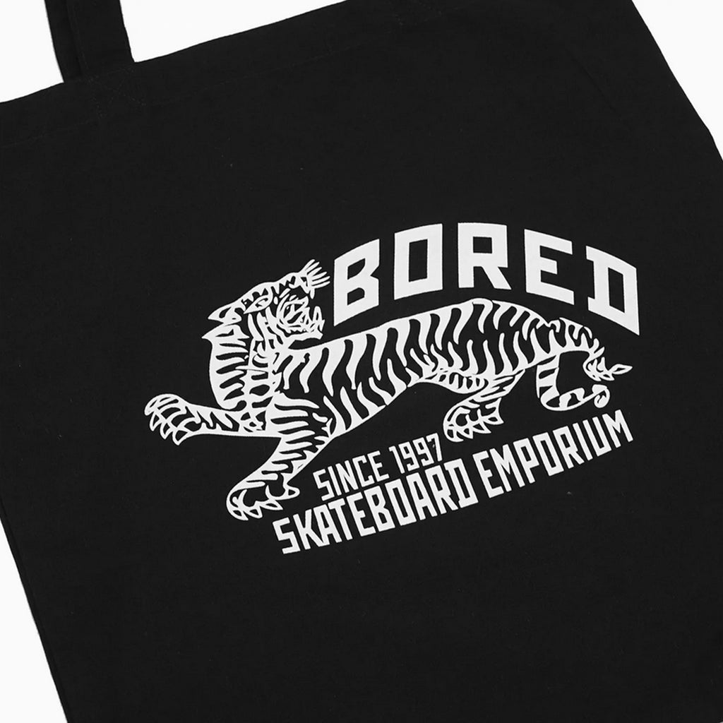 Bored of Southsea Tiger Emporium Tote Bag - Black - closeup