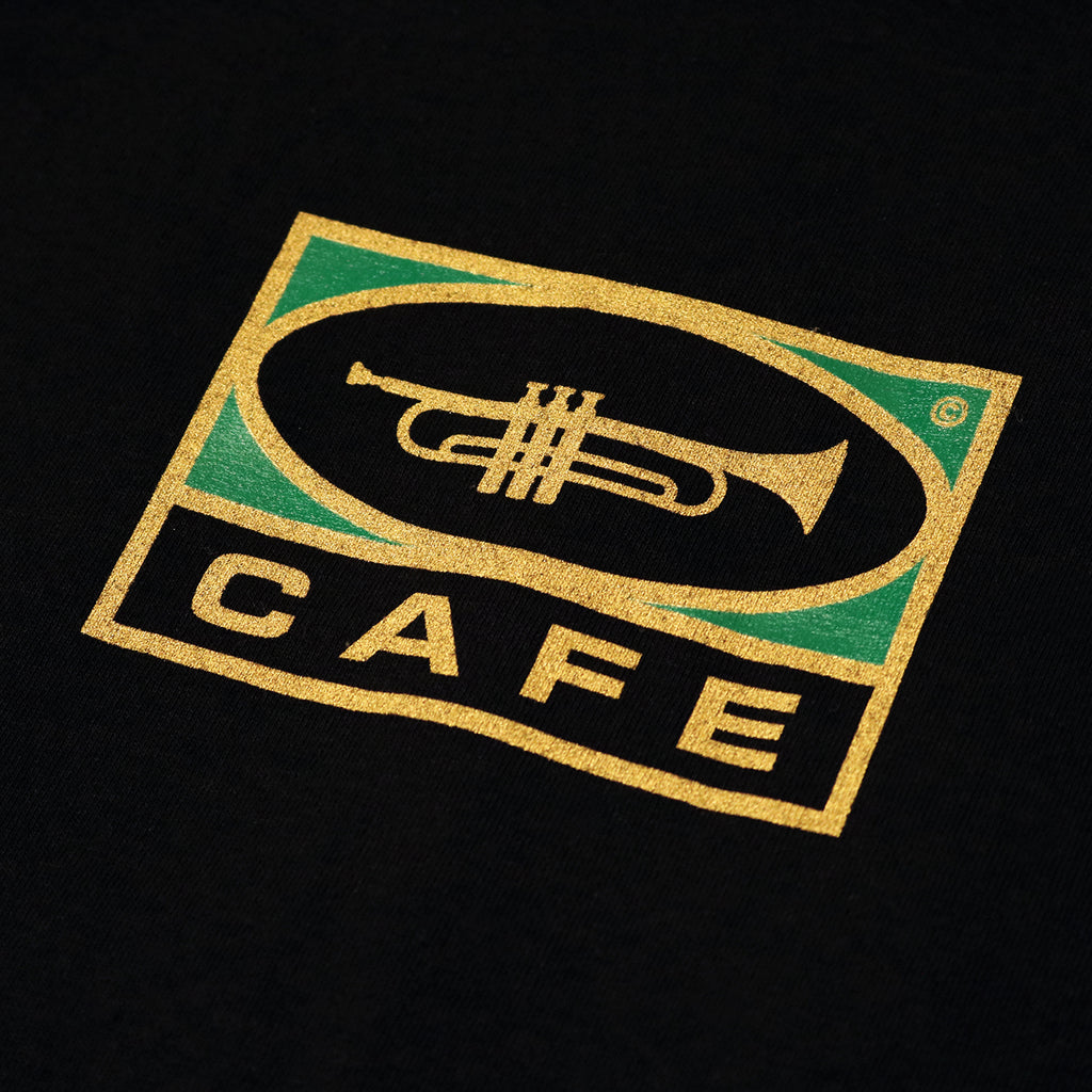 Skateboard Cafe Trumpet T Shirt in Black - Print
