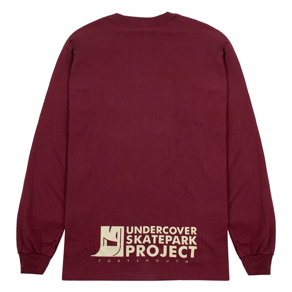 Undercover Skatepark Project L/S Logo T Shirt in Maroon - Back