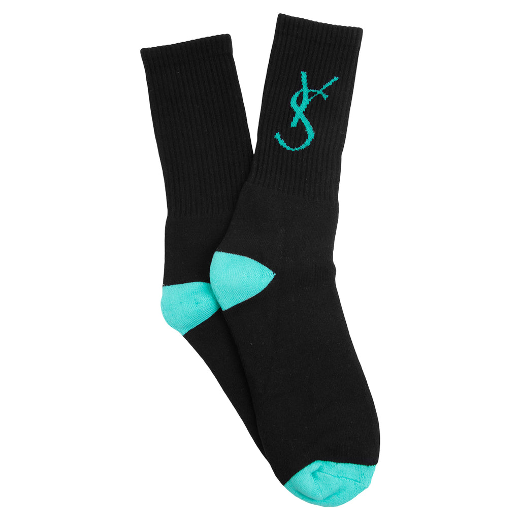 Yardsale YS Script Socks in Black / Green - Paired
