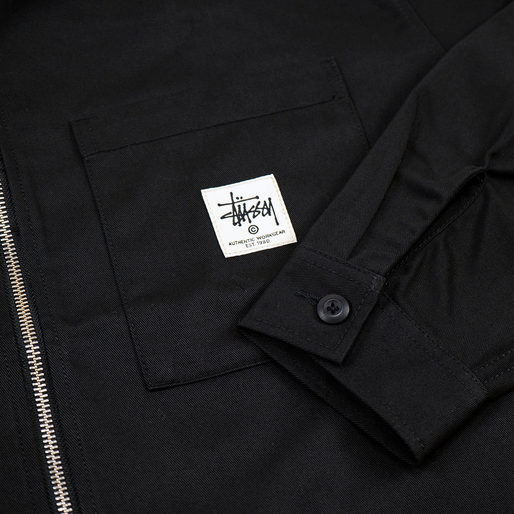 Stussy Zip Up Work Shirt in Black - Cuff
