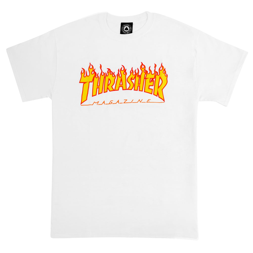 Thrasher Flame Logo T Shirt in White