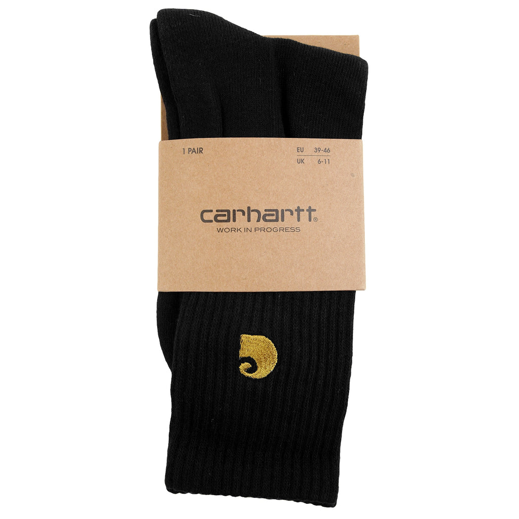 Carhartt WIP Chase Socks in Black / Gold - Detail
