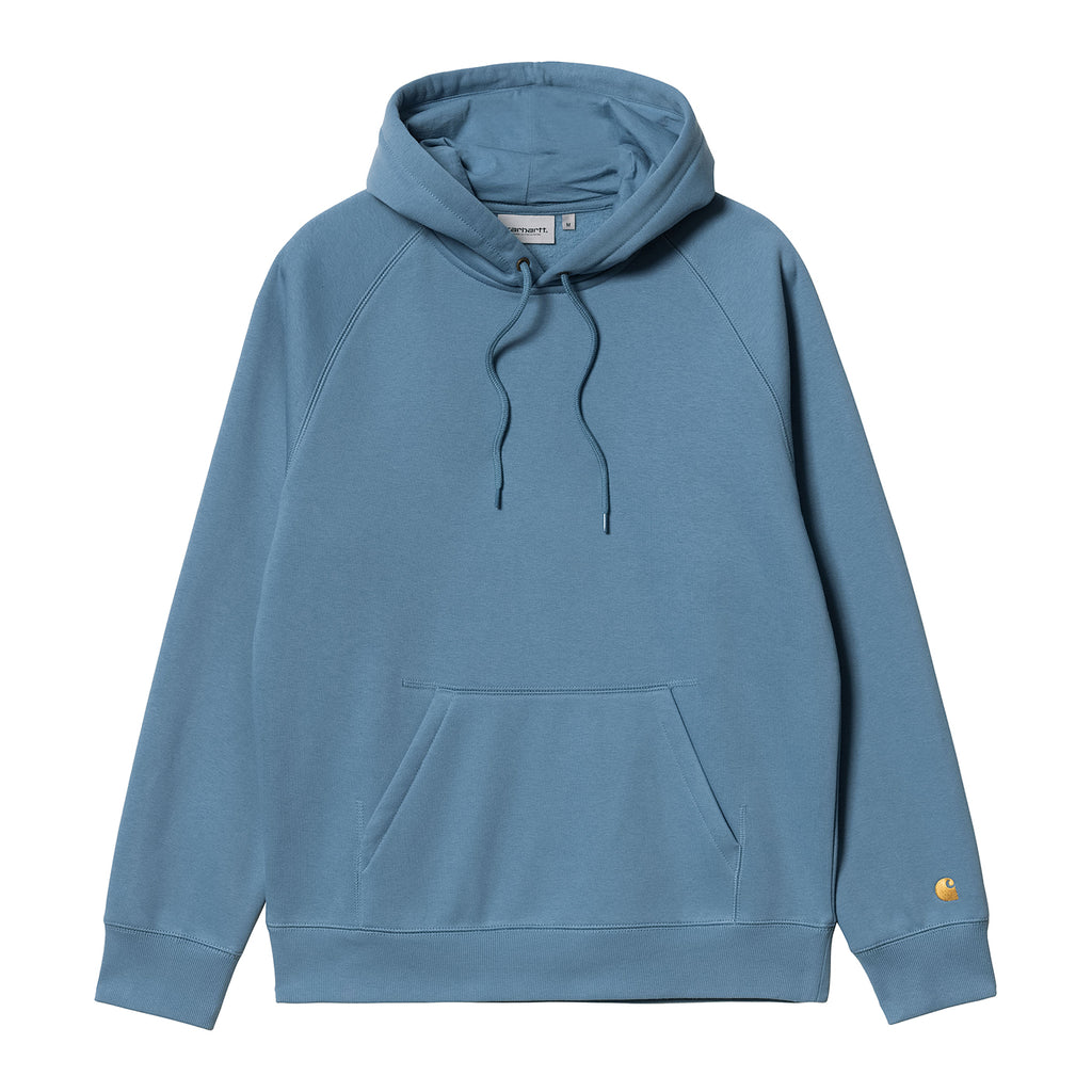 Carhartt WIP Hooded Chase Sweat Hoodie - Icy Water / Gold - front