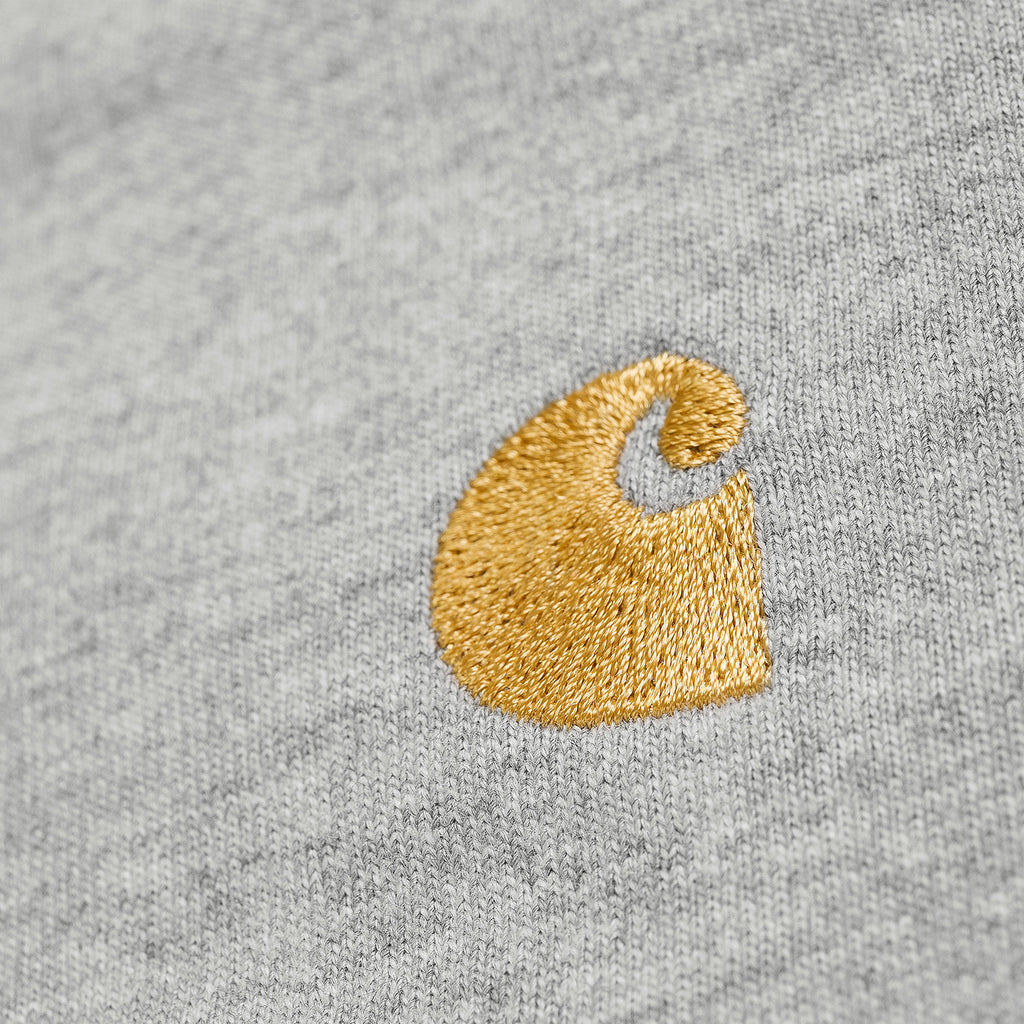 Carhartt WIP L/S Chase T Shirt in Heather Grey / Gold - Logo