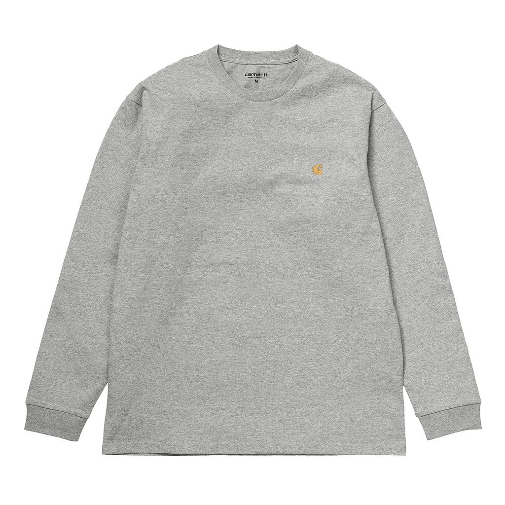 Carhartt WIP L/S Chase T Shirt in Heather Grey / Gold