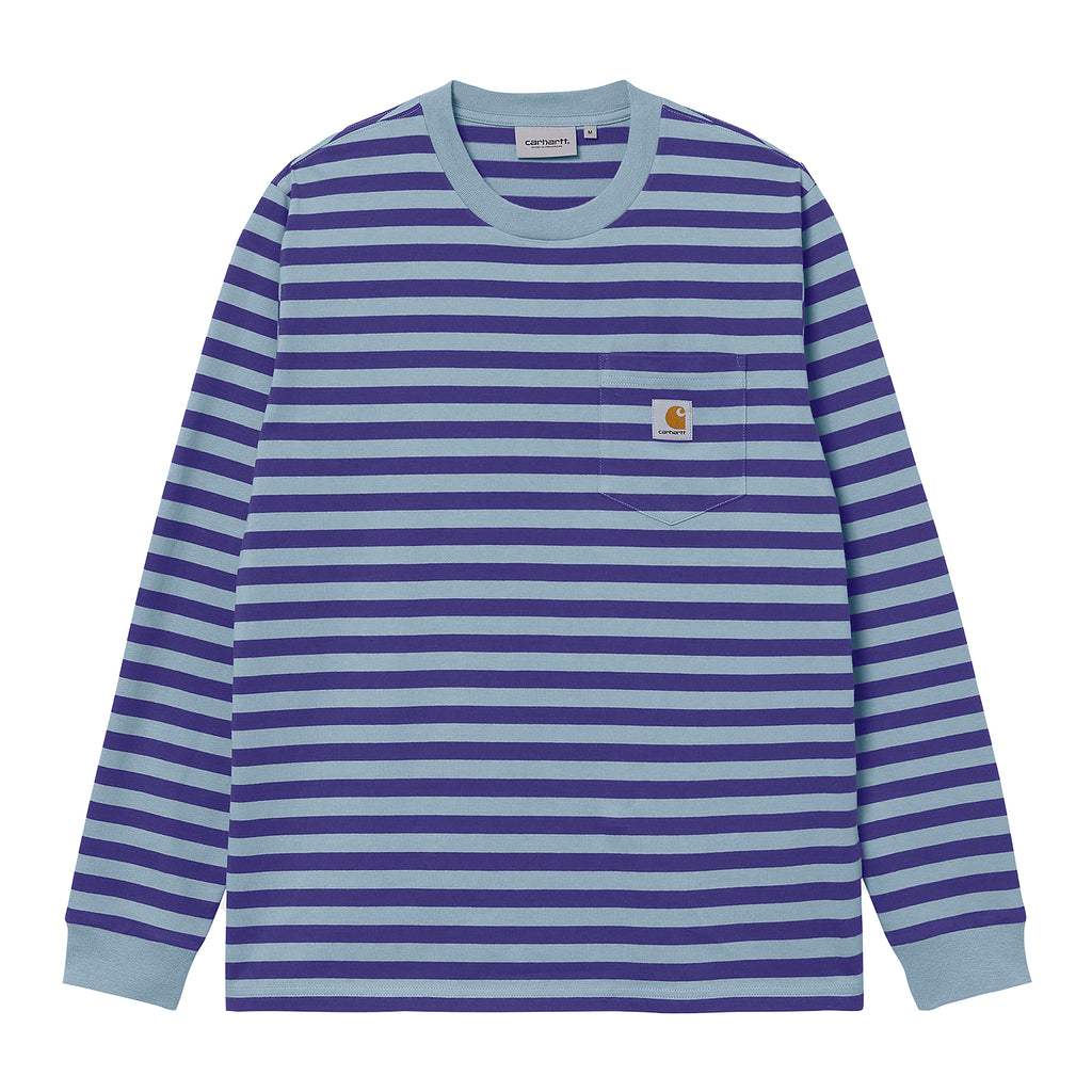 Carhartt WIP L/S Scotty Pocket T Shirt - Razzmic /Frosted Blue - main