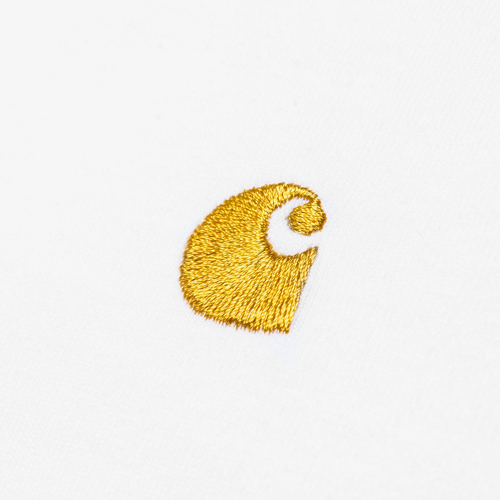 Carhartt WIP Chase T Shirt - White / Gold - closeup