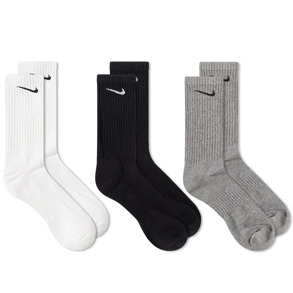Nike Everyday Cotton Cushioned 3 Pack  Crew Socks - White / Grey /Black - main
